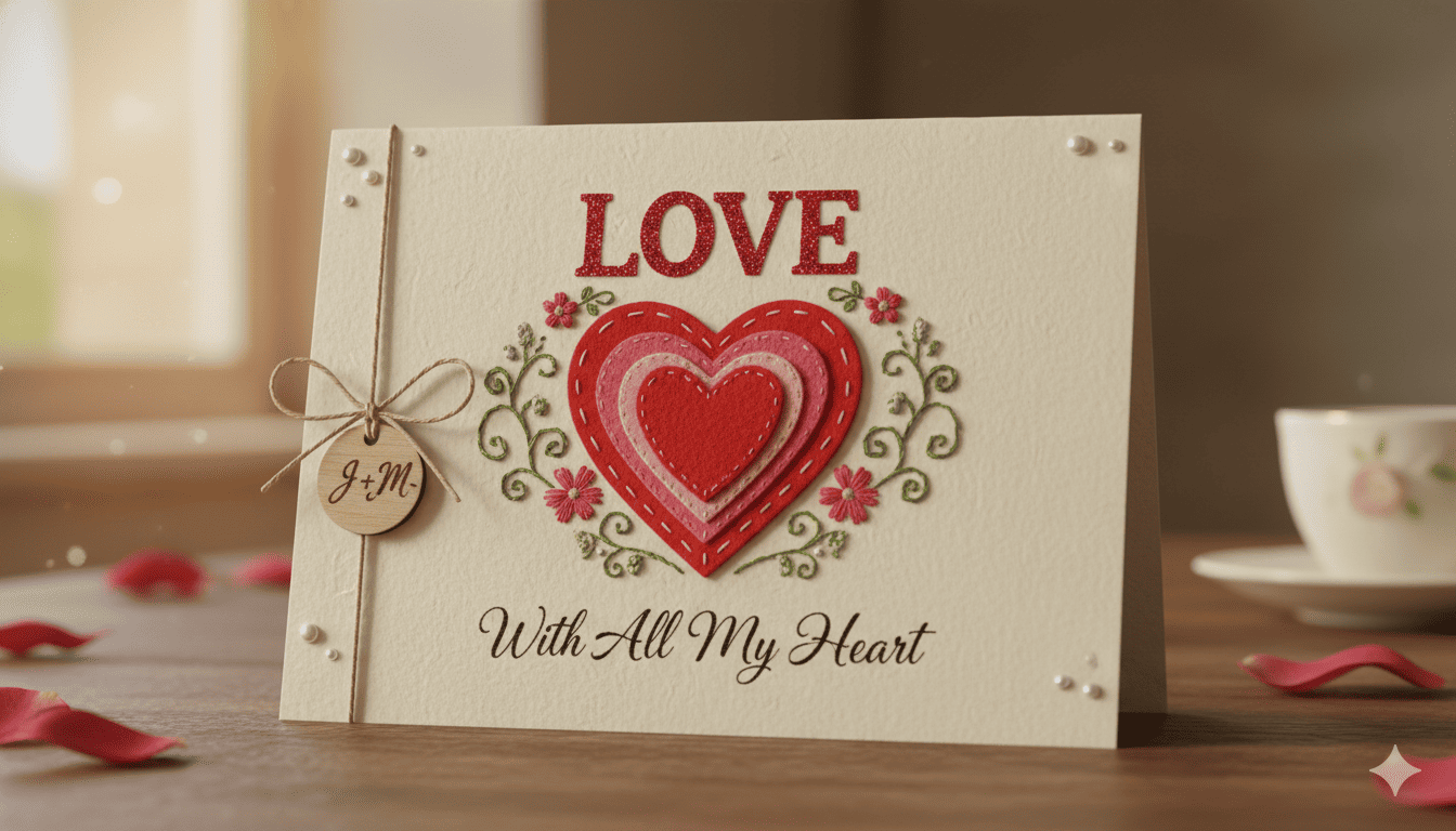 Handmade greeting card with love design